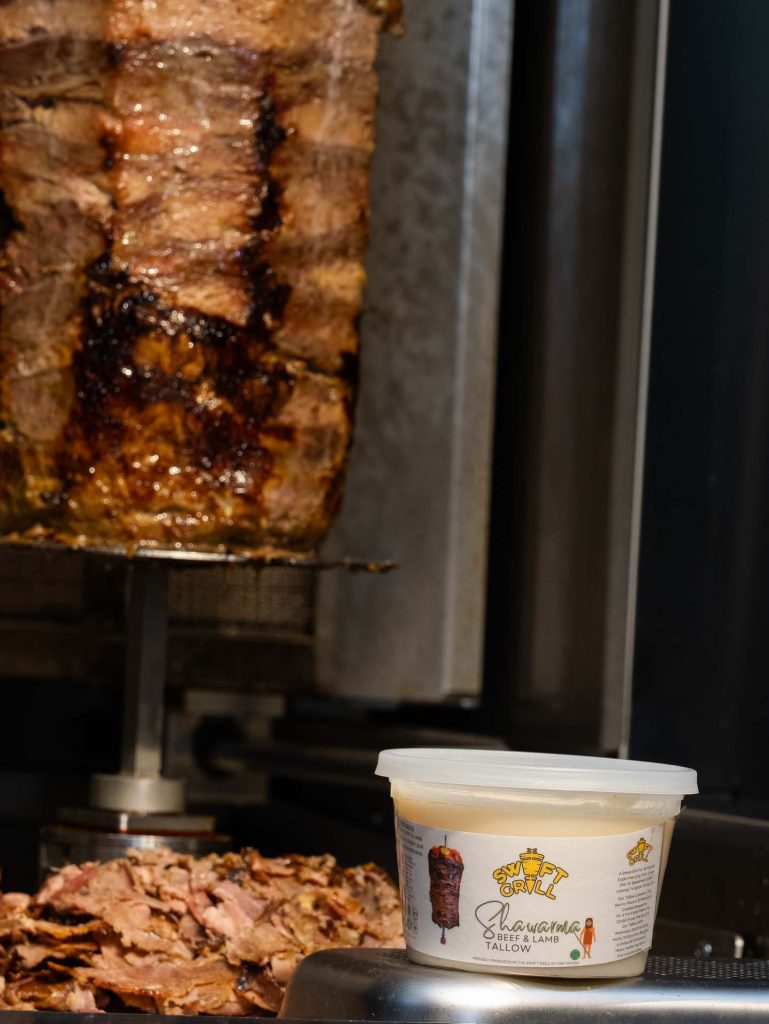 shawarma cone with shawarma tallow